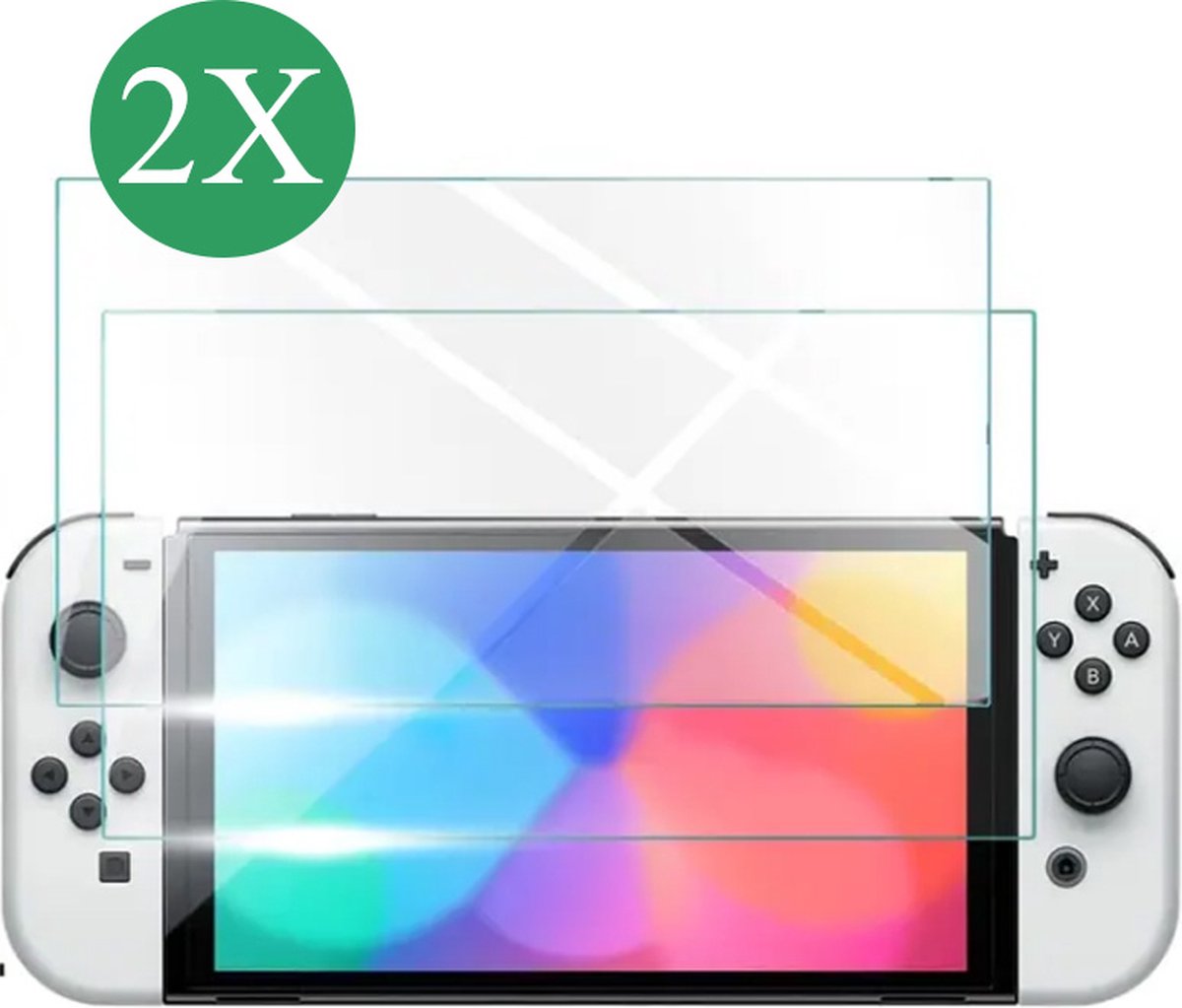 Screenprotector - Geschikt voor Nintendo Switch OLED - Fonu Beschermglas - Screen Protector - Glass Protector - Tempered Glass - Extra Doorzichtig - Gehard Glas - 2 Stuks