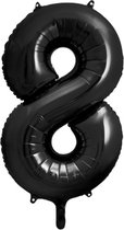 LUQ - Cijfer Ballonnen - Cijfer Ballon 8 Jaar Zwart XL Groot - Helium Verjaardag Versiering Feestversiering Folieballon