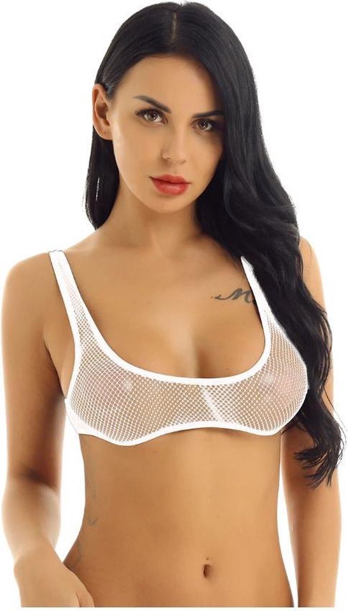 Goedkoopste Finnacle - Wit Visnet BH - Doorzichtig - U Hals - Sexy Crop Top