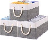 Opbergdoos, opvouwbare opbergdozen zonder deksel, open plank voor slaapkamer, woonkamer, kinderkamer, badkamer, 38 x 25 x 21 cm (wit/grijs, 4 stuks)