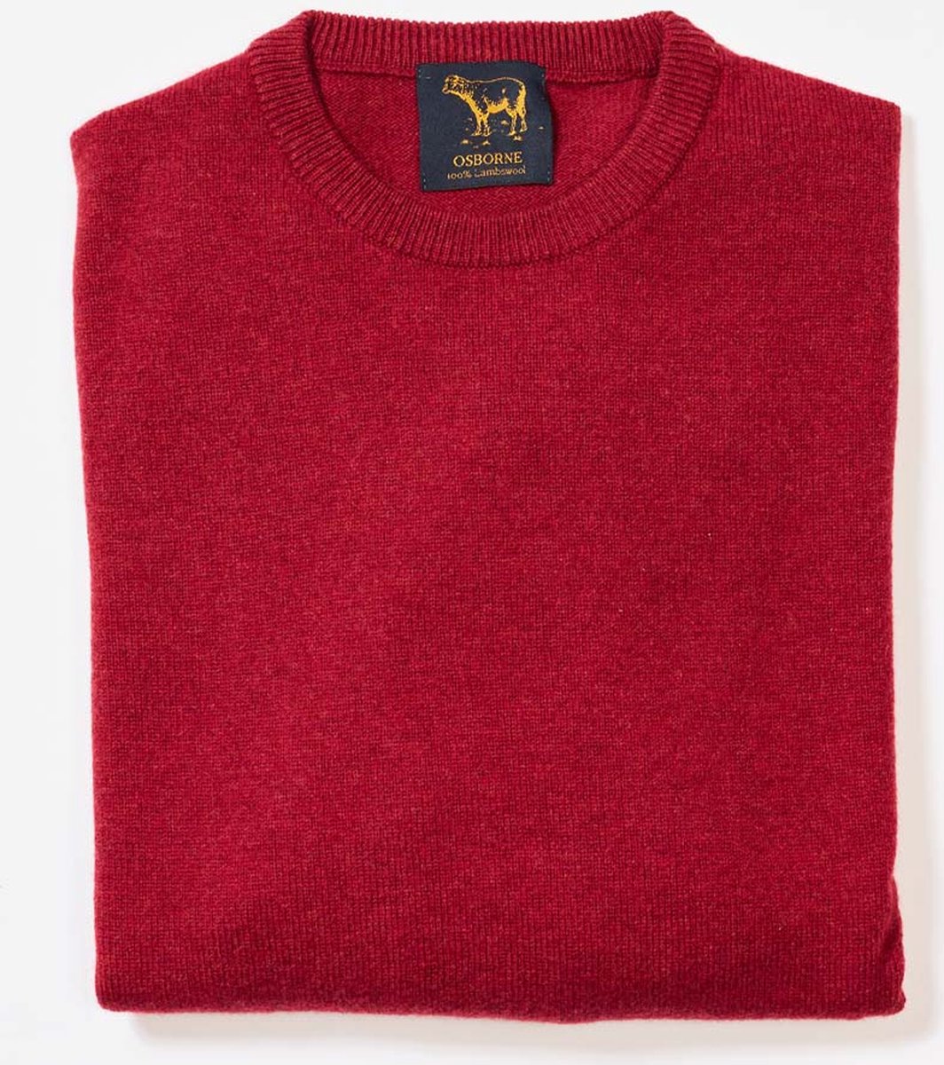Osborne Knitwear Trui met ronde hals - Sweater heren in Lamswol - Pullover Heren - Poppy Melange - XL