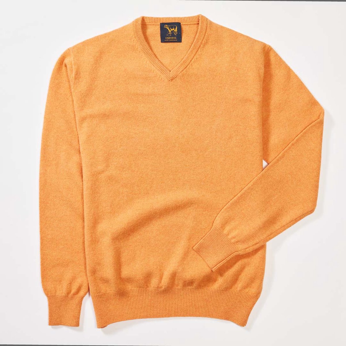 Osborne Knitwear Trui met V hals - Sweater heren in Lamswol - Pullover Heren - Turmeric - 3XL