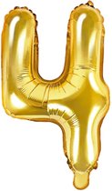 Partydeco - Gouden folieballon cijfer 4 - 35 cm