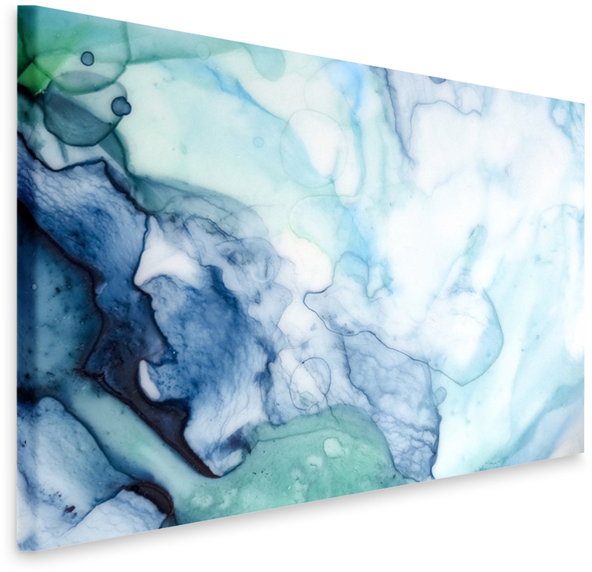 karo-art Schilderij - Abstract aquarel in blauw en groen, premium print, abstract schilderij, wanddecoratie, zeer heldere kleuren Multikleur