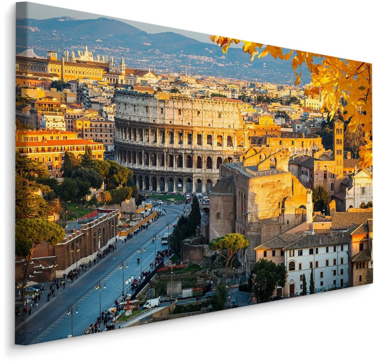 karo-art Schilderij - Zicht op het Colosseum, Rome Italië, Premium Print Multikleur