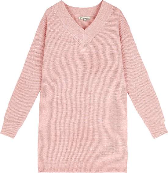 Roze Sweater Dress Wol - Sweater Jurk - Dames Jurken - Lange Sweaters - Roze