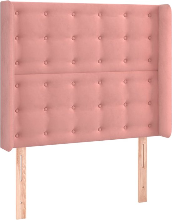 vidaXL-Hoofdbord-met-randen-103x16x118/128-cm-fluweel-roze