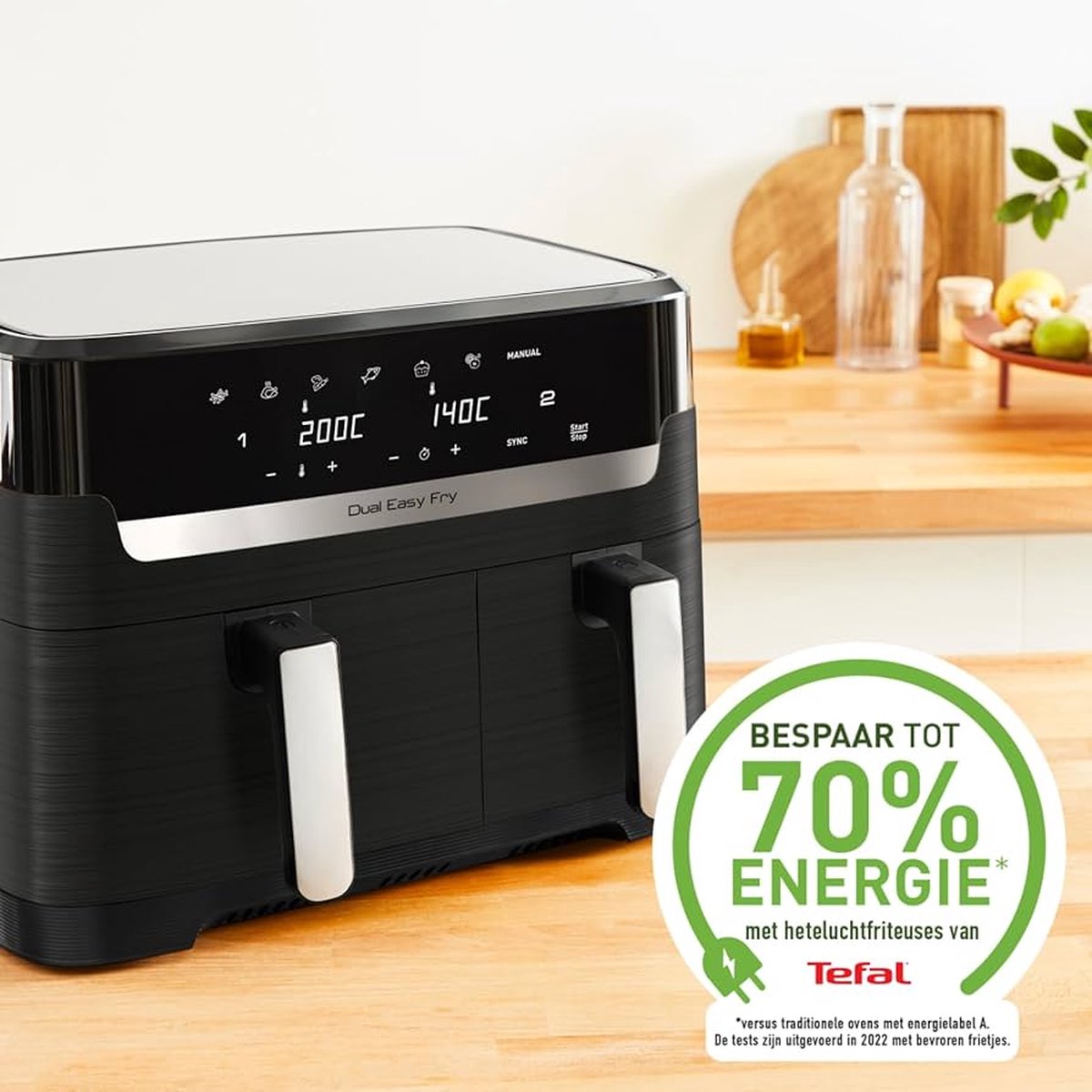 Tefal Dual Easy Fry & Grill Easy Fry Dual EY9018 XXL heteluchtfriteuse met dubbele lades zwart thumbnail 2