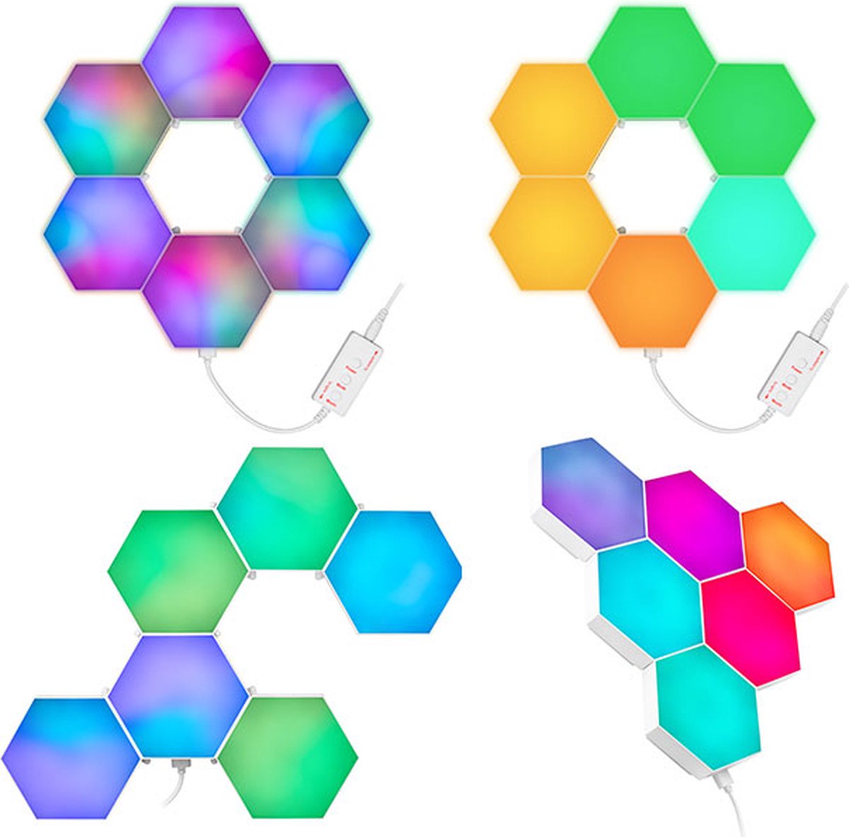 Tracer Ambiance- zeshoekige RGB-verlichting -Smart Hexagon 9W 6 lampen