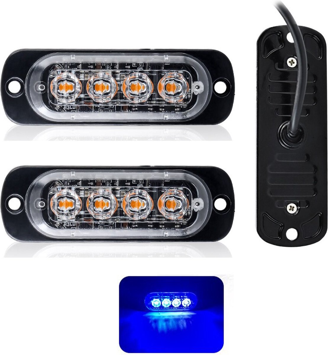 VCTparts Grill Stroboscoop Flitsers Blauw LED Zwaailichten [Grillflitsers - Bumperflitsers]