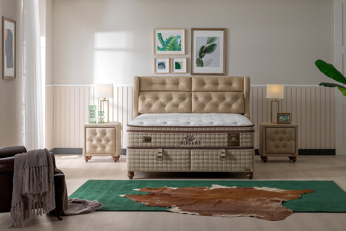 BSS Bedding Nirvana - Boxspring Bed met Opbergruimte - boxspring 140x200 - incl. luxe matras en hoofdbord