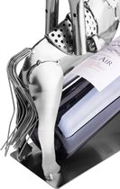 Wijnflessenhouder ruiter in de sprong decoratief object metalen flessenstandaard met wenskaart voor wijncadeau
