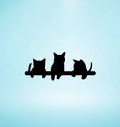 Djemzy - muurdecoratie woonkamer - wanddecoratie - hout - zwart - dieren - 3 kittens - kat - MDF 6 mm