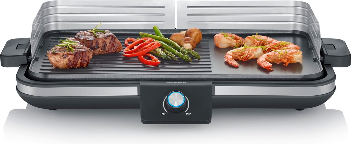Severin PG 8564 Plancha - Tafelgrill - glad en geribbeld oppervlak - binnen en buiten - 230 °C