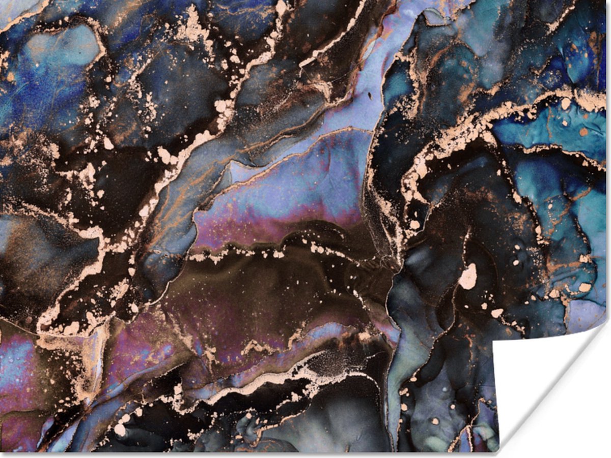 Poster Marmer - Goud - Rosé - 120x90 cm