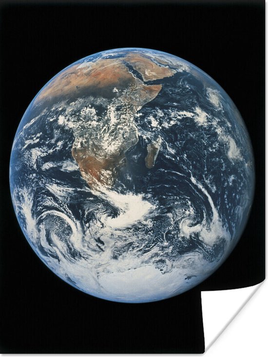 Poster De planeet aarde tegen een donkere hemel - 60x80 cm