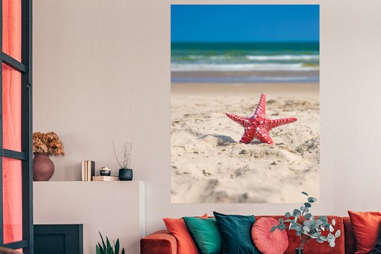 Poster Zeester - Zand - Rood - 120x180 cm XXL