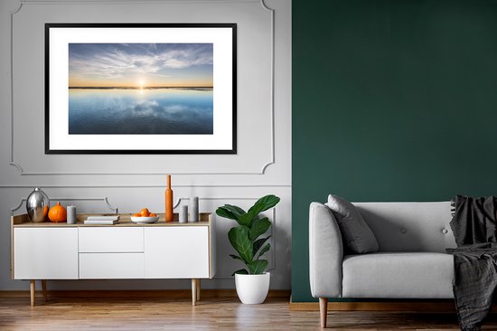Cadre photo avec affiche - Mer - Nuages - Soleil - 120x80 cm - Cadre pour affiche