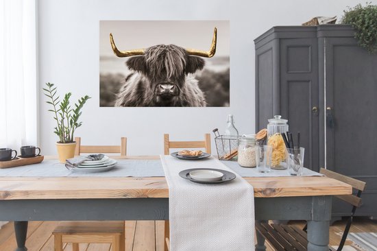 Affiche Highlander écossais - Zwart - Wit - Or - 120x90 cm