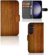 Telefoonhoesje Geschikt voor Samsung Galaxy S24 Wallet Book Case Donker Hout
