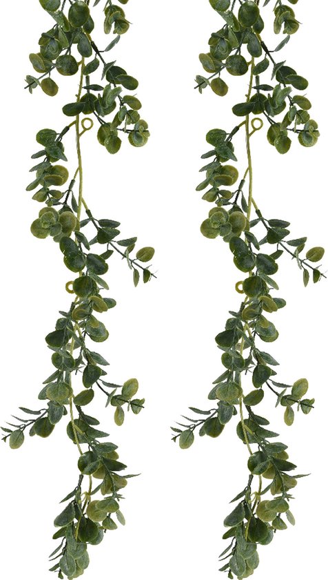 Everlands Planten slinger - 2x - eucalyptus - kunstplant - groen - 180 cm