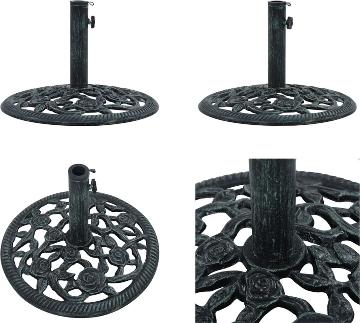 VidaXL Parasolvoet 9 kg 40 cm gietijzer groen Parasolvoet Parasolvoeten Parasol Voet Parasol Voet