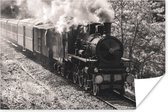 Photo Zwart et blanc d'une locomotive à vapeur au milieu des prés Poster 30x20 cm - petit - Tirage photo sur Poster (décoration murale salon / chambre)