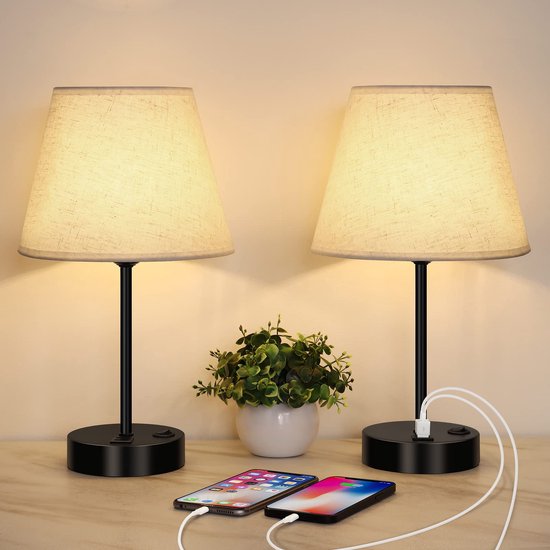 LIANTRAL Lot De 2 Petites Lampes De Chevet, E27, Lampe De Table Avec