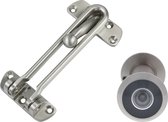 AMIG deurbeveiliging set - kierstandhouder met deurspion - mat zilver - deurdikte 60 tot 85mm