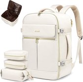 Handbagage rugzak 4 stuks - 17.3 inch laptoptas - Wit/beige - Reistas - 4-delige set - Waterdicht - 47 x 31 x 20 cm - Reisrugzak - 40 L - Backpacken, reizen, vakantie rugtas - Creme