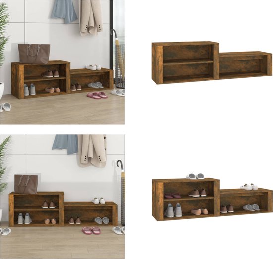 vidaXL Schoenenkast 150x35x45 cm bewerkt hout gerookt eikenkleurig - Schoenenrek - Schoenenrekken - Opbergrek Voor Schoenen - Schoenenstellage