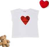 T-shirt voor meisjes met love hart glitter sequence | Maat 116