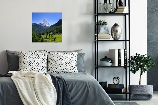 Affiche Alpes suisses au Cervin avec des arbres verts - 50x50 cm