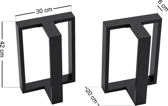 Stalen onderstel Ashby set van 2 tafelpoot 42x30x20 cm zwart