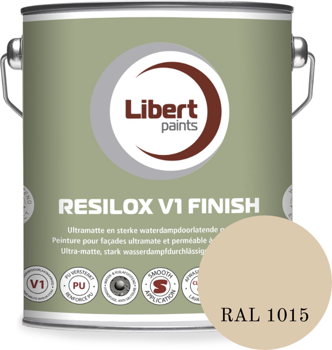 Libert Resilox V1 Finish – Ultramatte Siloxaan Gevelverf – Waterdampdoorlatend & Waterafstotend – Licht Ivoor RAL 1015 – 2,5L