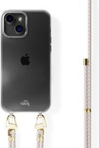 xoxo Wildhearts siliconen hoesje - Geschikt voor iPhone 15 - Aqua Pink - Telefoonhoesje - Hoesje met koord - telefoonkoord - Turquoise - Roze - Transparant hoesje