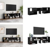 vidaXL Tv-meubel 149x30x52 cm spaanplaat hoogglans zwart - Tv-meubel - Tv-meubels - Tv-kast - Tv-kasten