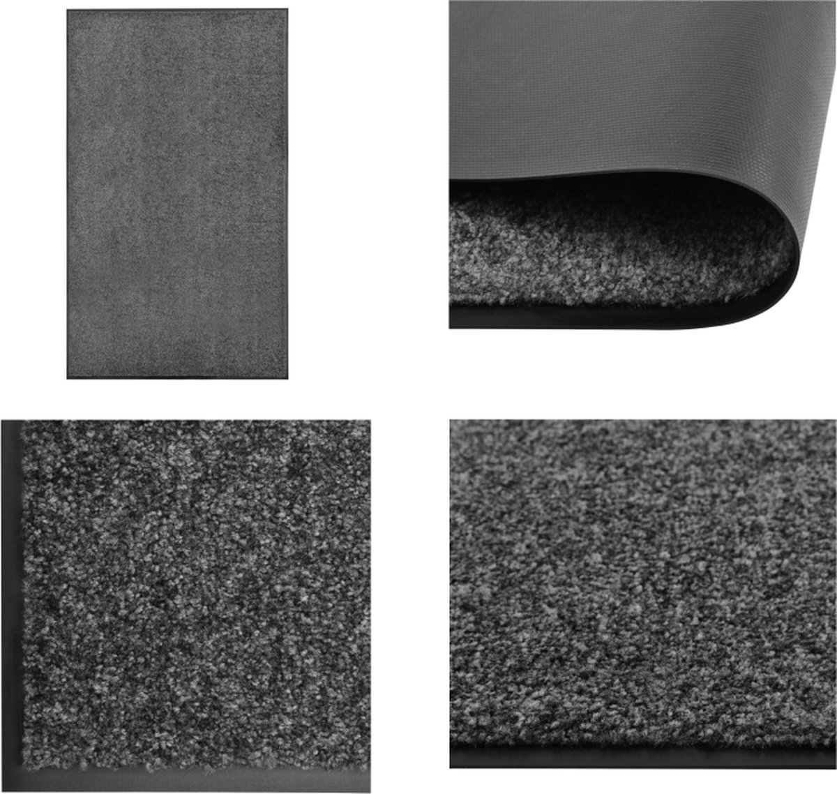 VidaXL Deurmat wasbaar 90x150 cm antraciet Mat Matten Deurmat Deurmatten