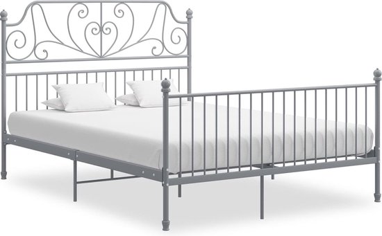 vidaXL Cadre de lit Métal Gris 140x200 cm - Cadre de lit - Cadre de lit - Cadre de lit - Cadres de lit