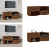 vidaXL Tv-meubel 100x35x40 cm bewerkt hout bruineikenkleurig - Tv-meubel - Tv-meubels - Tv-standaard - Tv Unit