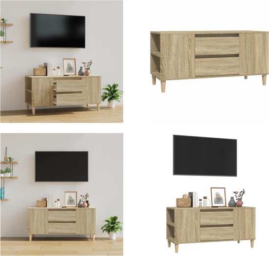 Tv-meubel 100x35x65 cm bewerkt hout gerookt eikenkleurig kopen