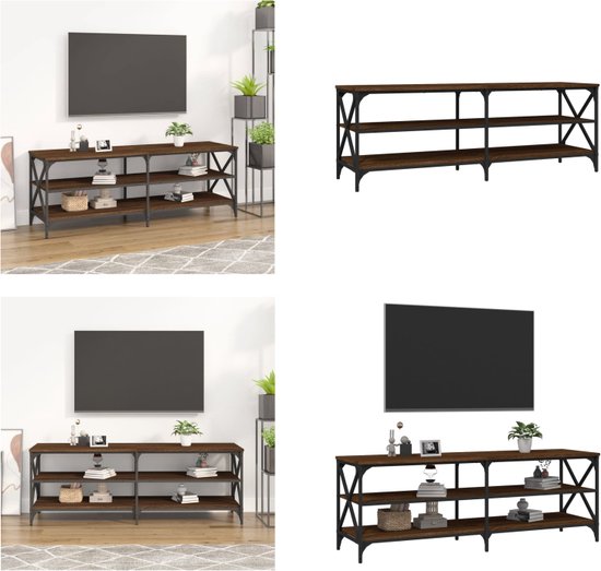vidaXL Tv-meubel 140x40x50 cm bewerkt hout bruineikenkleurig - Tv-kast - Tv-kasten - Tv-meubel - Hifi-meubel