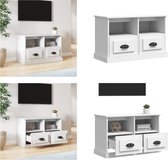 vidaXL Tv-meubel 80x35x50 cm bewerkt hout wit - Tv-kast - Tv-kasten - Tv-meubel - Hifi-meubel