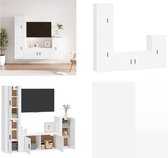 vidaXL 4-delige Tv-meubelset bewerkt hout hoogglans wit - Tv-kast - Tv-kasten - Tv-meubel - Hifi-meubel