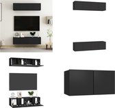 vidaXL Tv-meubelen 4 st 60x30x30 cm spaanplaat zwart - Tv-meubelset - Tv-meubelsets - Tv Meubelset - Tv Meubelsets