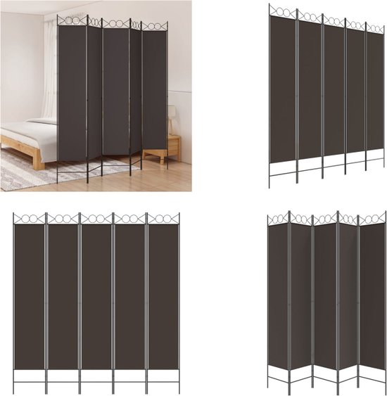 LW Collection Kamerscherm 5 panelen hout bruin 170X200CM