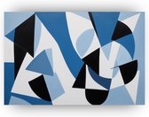 Blauw zwart abstract - Abstract muurdecoratie - Schilderij minimalistisch - Vintage schilderij - Canvas schilderijen - Kantoor accessoires - 70 x 50 cm 18mm
