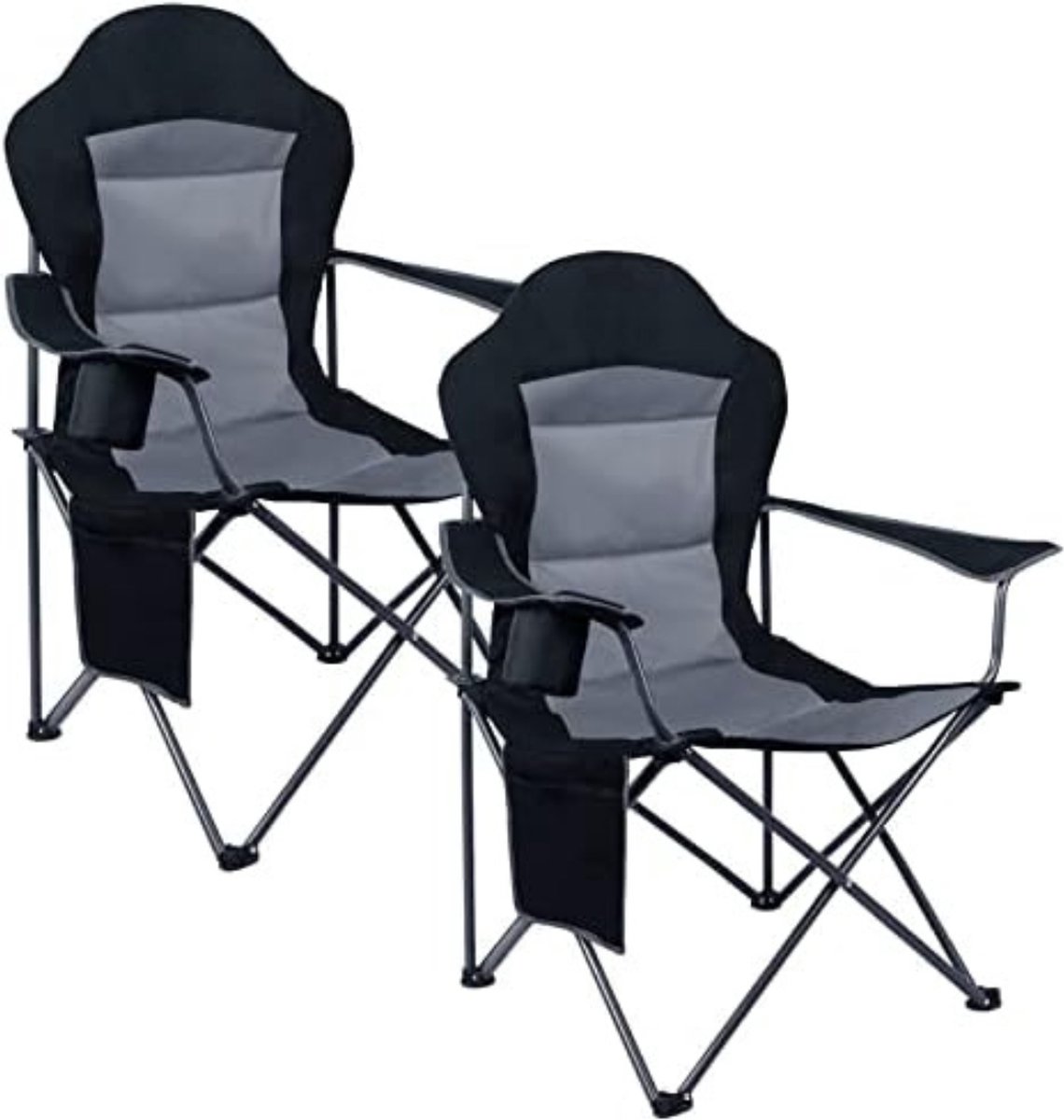 Strandstoel Inklapbaar - Strandstoel Opvouwbaar - Strandstoel Volwassenen - Strandstoel Verstelbaar - 2 Stuks - Zwart