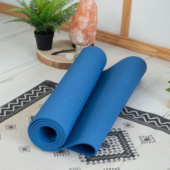 Spiru TPE Yogamat Navy Blauw – Extra Dik – 6 mm – 183 x 61 cm weekenddeal — afbeelding 2