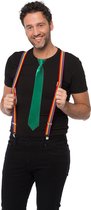 Carnaval verkleedset bretels en stropdas - regenboog - groen - volwassenen/unisex - feestkleding